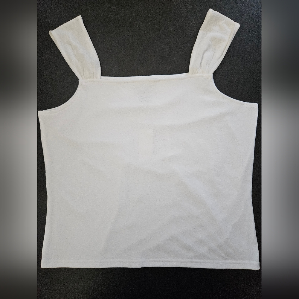 NWT - Imagio - Sheer Straps -  Lined Body - White Tank Top Jersey - Size XL
